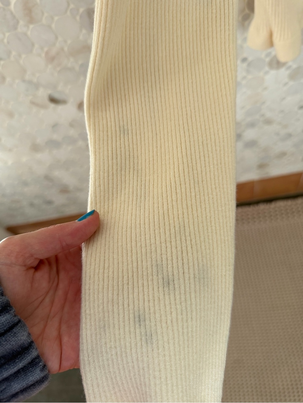 H&M Cream Ribbed Button-Front Top - Picture 3 of 4